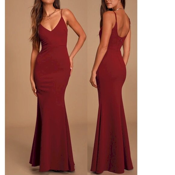 Lulu's Infinite Glory Burgundy Maxi Dress Size XXS NWOT - Picture 1 of 11
